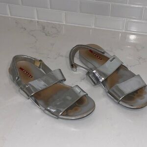 Prada Women's Metallic Silver Sandals